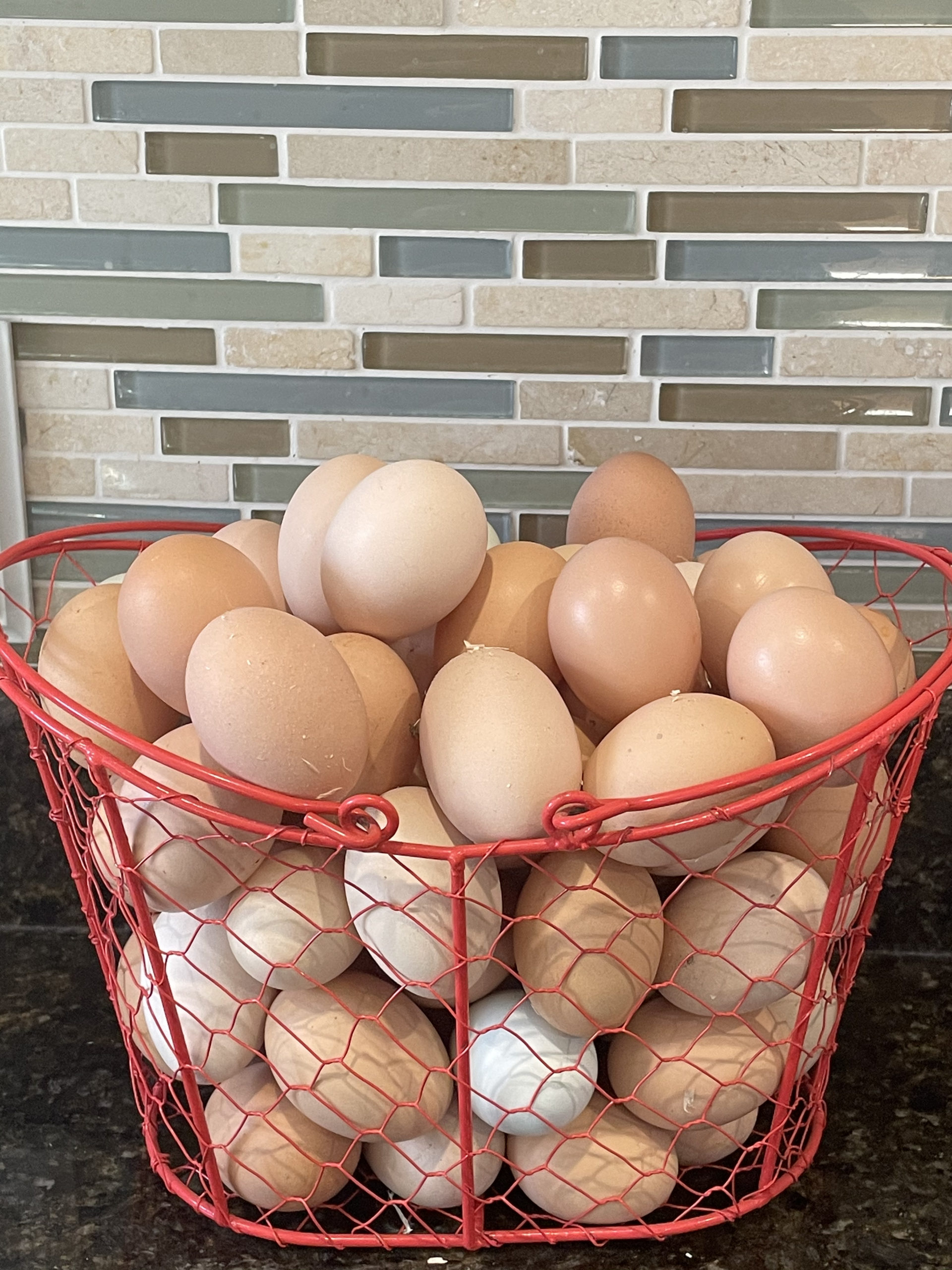 Basket full of fresh eggs